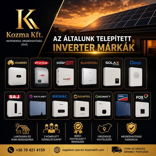 Az általunk telepített inverter márkák